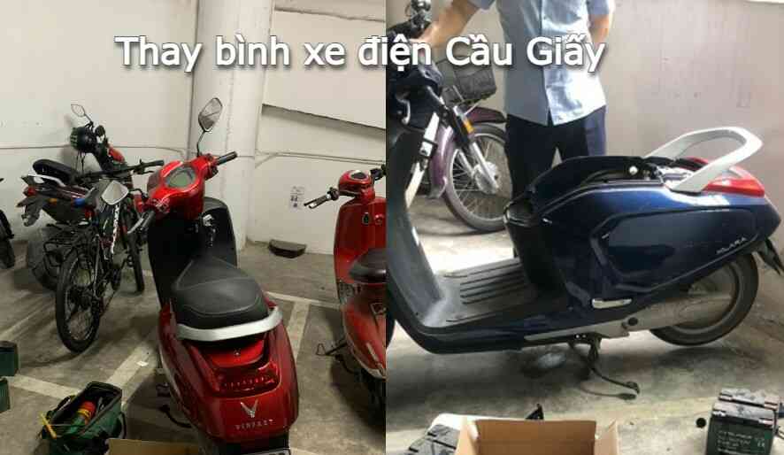 Thay bình ắc quy xe đạp điện, xe máy điện tại nhà khu vực Cầu Giấy