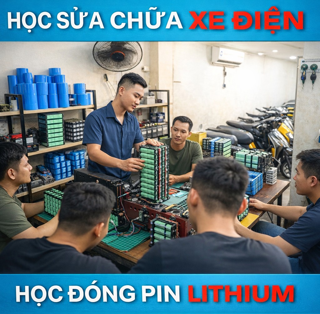 Lớp học sửa xe điện và đóng pin xe điện các loại